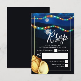 Tarjeta De Confirmación De Asistencia Elegante Boda de Playa Monoiluminada