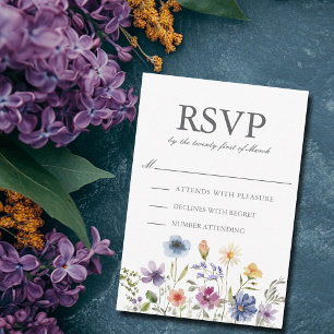 Tarjeta De Confirmación De Asistencia Elegante boda de primavera con flores silvestres