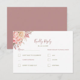 Tarjeta De Confirmación De Asistencia Elegante boda de primavera con Rosa de marfil y ro