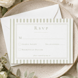 Tarjeta De Confirmación De Asistencia Elegante Boda de Raya Verde Menta Clásica