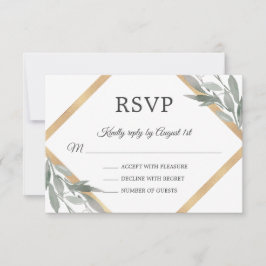 Tarjeta De Confirmación De Asistencia Elegante Boda de Relieve metalizado dorado de foli