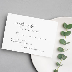 Tarjeta De Confirmación De Asistencia Elegante boda de respuestas en blanco y negro
