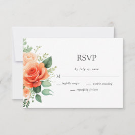 Tarjeta De Confirmación De Asistencia Elegante Boda de Rosa Floral Peach