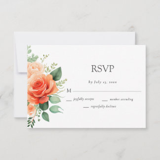 Tarjeta De Confirmación De Asistencia Elegante Boda de Rosa Floral Peach