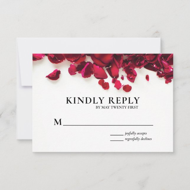 Tarjeta De Confirmación De Asistencia Elegante Boda de rosas rojas (Anverso)