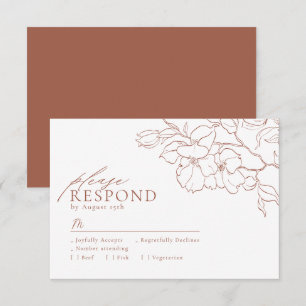 Tarjeta De Confirmación De Asistencia Elegante boda de terracota floral dibujado a mano