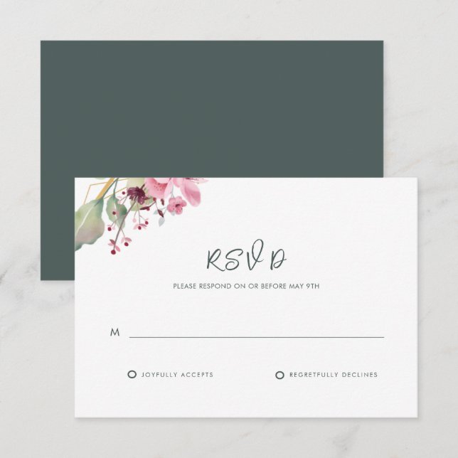 Tarjeta De Confirmación De Asistencia Elegante Boda de vegetación simple (Anverso / Reverso)