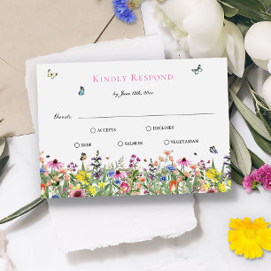Tarjeta De Confirmación De Asistencia Elegante Boda de verano de Flores Silvestres