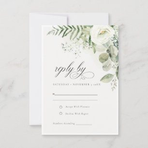 Tarjeta De Confirmación De Asistencia Elegante Boda del Foliage Fern Eucalyptus Greenery