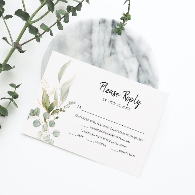 Tarjeta De Confirmación De Asistencia Elegante Boda del follaje Eucalyptus (RSVP in style with our elegant Eucalyptus RSVP card, perfect for your wedding celebration.)