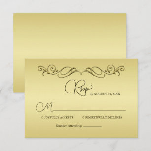 Tarjeta De Confirmación De Asistencia Elegante boda del Ornate Gold de lujo