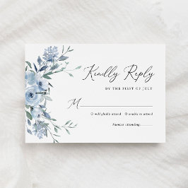 Tarjeta De Confirmación De Asistencia Elegante Boda Dusty Blue Floral