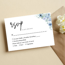 Tarjeta De Confirmación De Asistencia Elegante Boda Dusty Blue Floral
