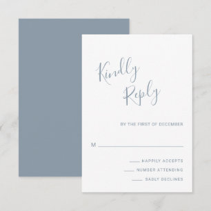 Tarjeta De Confirmación De Asistencia Elegante Boda Dusty Blue Modern