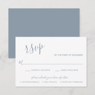 Tarjeta De Confirmación De Asistencia Elegante Boda Dusty Blue Modern