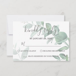 Tarjeta De Confirmación De Asistencia Elegante boda elegante y moderno de estilo eucalip