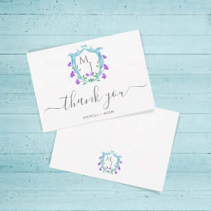 Tarjeta De Confirmación De Asistencia Elegante Boda Escudo de acuarela Monograma Floral