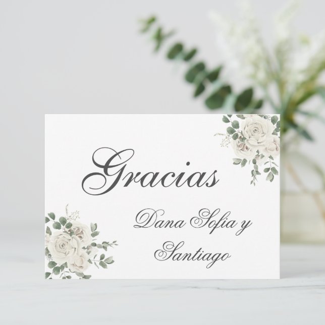 Tarjeta De Confirmación De Asistencia Elegante boda española gracias (Anverso de pie)