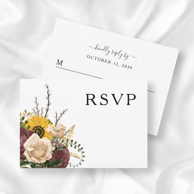 Tarjeta De Confirmación De Asistencia Elegante Boda floral (Subido por el creador)