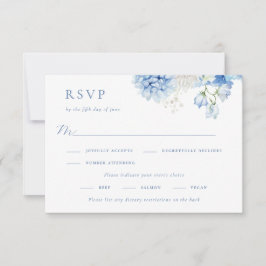 Tarjeta De Confirmación De Asistencia Elegante Boda floral azul