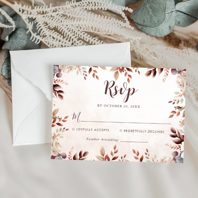 Tarjeta De Confirmación De Asistencia Elegante Boda Floral Boho (Subido por el creador)