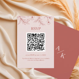 Tarjeta De Confirmación De Asistencia Elegante Boda Floral Boho código QR