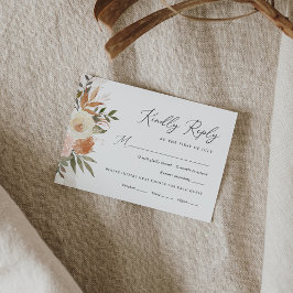 Tarjeta De Confirmación De Asistencia Elegante Boda Floral Boho Terracotta