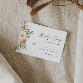 Tarjeta De Confirmación De Asistencia Elegante Boda Floral Boho Terracotta
