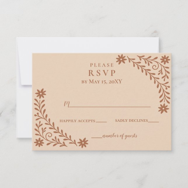Tarjeta De Confirmación De Asistencia Elegante Boda Floral Boho Terracotta (Anverso)