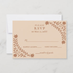 Tarjeta De Confirmación De Asistencia Elegante Boda Floral Boho Terracotta