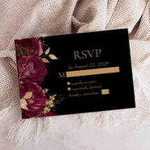 Elegante Boda Floral Burgundy Dorado Negro