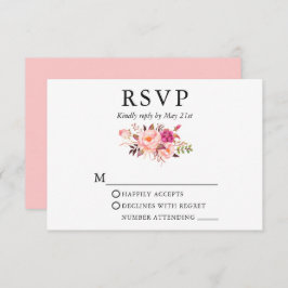 Tarjeta De Confirmación De Asistencia Elegante Boda floral color agua rosa Rubor