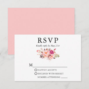 Tarjeta De Confirmación De Asistencia Elegante Boda floral color agua rosa Rubor