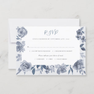 Tarjeta De Confirmación De Asistencia Elegante Boda floral de color gris y turbio