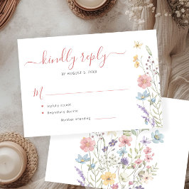 Tarjeta De Confirmación De Asistencia Elegante boda floral de flores silvestres