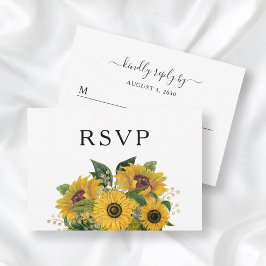 Tarjeta De Confirmación De Asistencia Elegante Boda floral de girasol
