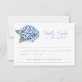 Tarjeta De Confirmación De Asistencia Elegante Boda floral de Hydrangea azul
