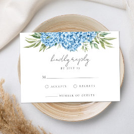 Tarjeta De Confirmación De Asistencia Elegante Boda floral de Hydrangea azul