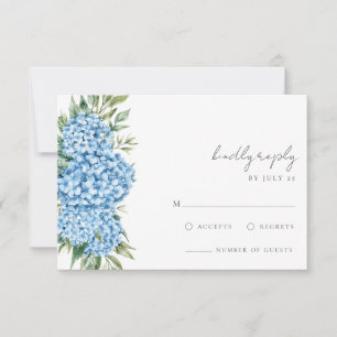 Tarjeta De Confirmación De Asistencia Elegante Boda floral de Hydrangea azul