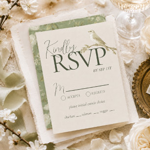 Tarjeta De Confirmación De Asistencia Elegante Boda Floral de Jardín en Verde Pistacho