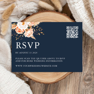 Tarjeta De Confirmación De Asistencia Elegante Boda floral de Moda de Boho azul de la Ma