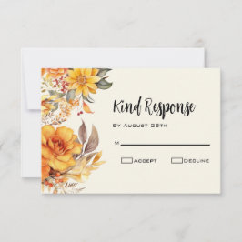 Tarjeta De Confirmación De Asistencia Elegante Boda floral de otoño