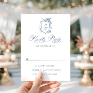 Tarjeta De Confirmación De Asistencia Elegante Boda floral del Jardín Francés Vintage Az