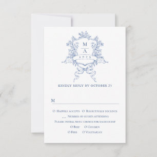 Tarjeta De Confirmación De Asistencia Elegante Boda floral del Jardín Francés Vintage Az