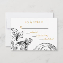 Tarjeta De Confirmación De Asistencia Elegante Boda floral delgado