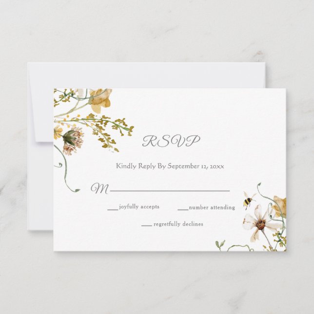 Tarjeta De Confirmación De Asistencia Elegante Boda floral elegante en un jardín secreto (Anverso)