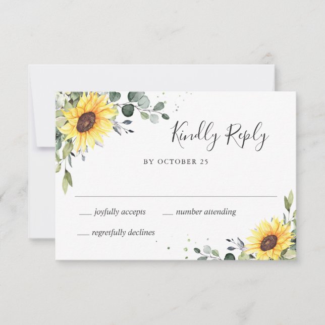 Tarjeta De Confirmación De Asistencia Elegante Boda floral Eucalyptus (Anverso)