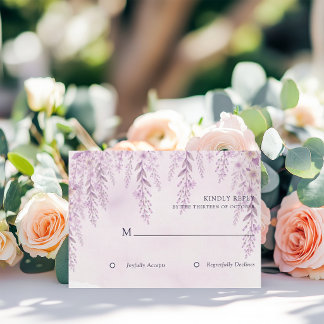 Tarjeta De Confirmación De Asistencia Elegante Boda Floral Lavanda Tono Rosa Suave