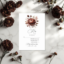Tarjeta De Confirmación De Asistencia Elegante Boda floral Mocha Mousse