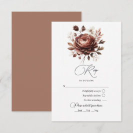 Tarjeta De Confirmación De Asistencia Elegante Boda floral Mocha Mousse